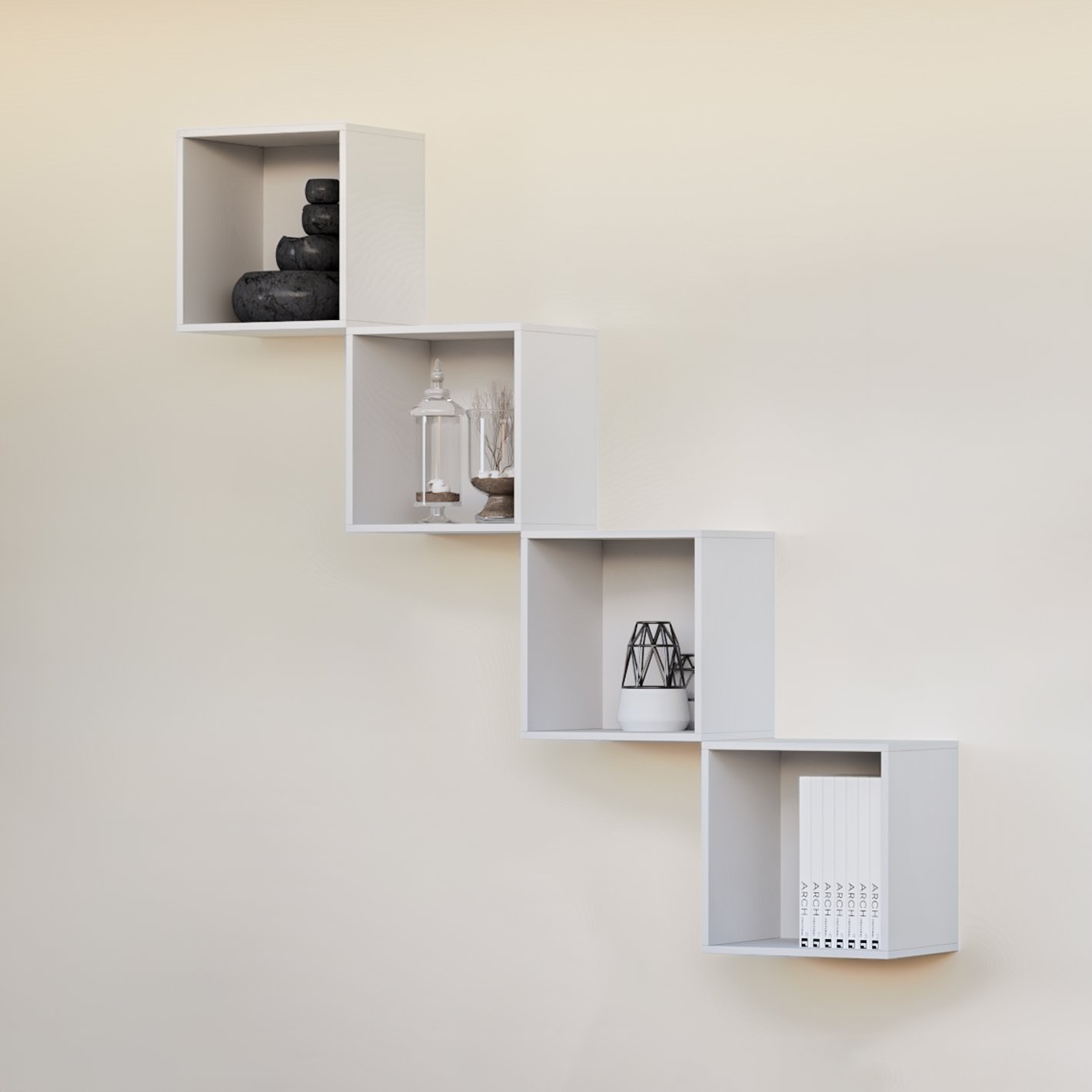 置物 kuu Buy Soho Set of 4 Cube Wall Shelves - White from Home Centre at