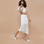 GINGER Floral Lace Layered Skirt | White