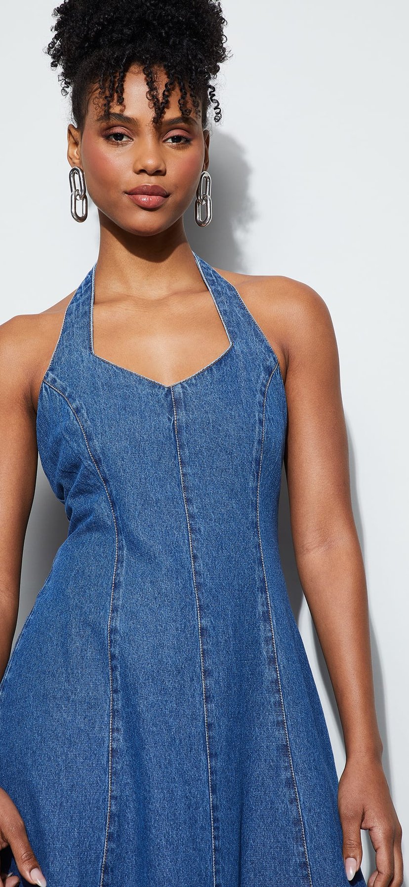 Buy GINGER Halter Neck Denim Dress from Ginger at just INR 1699.0