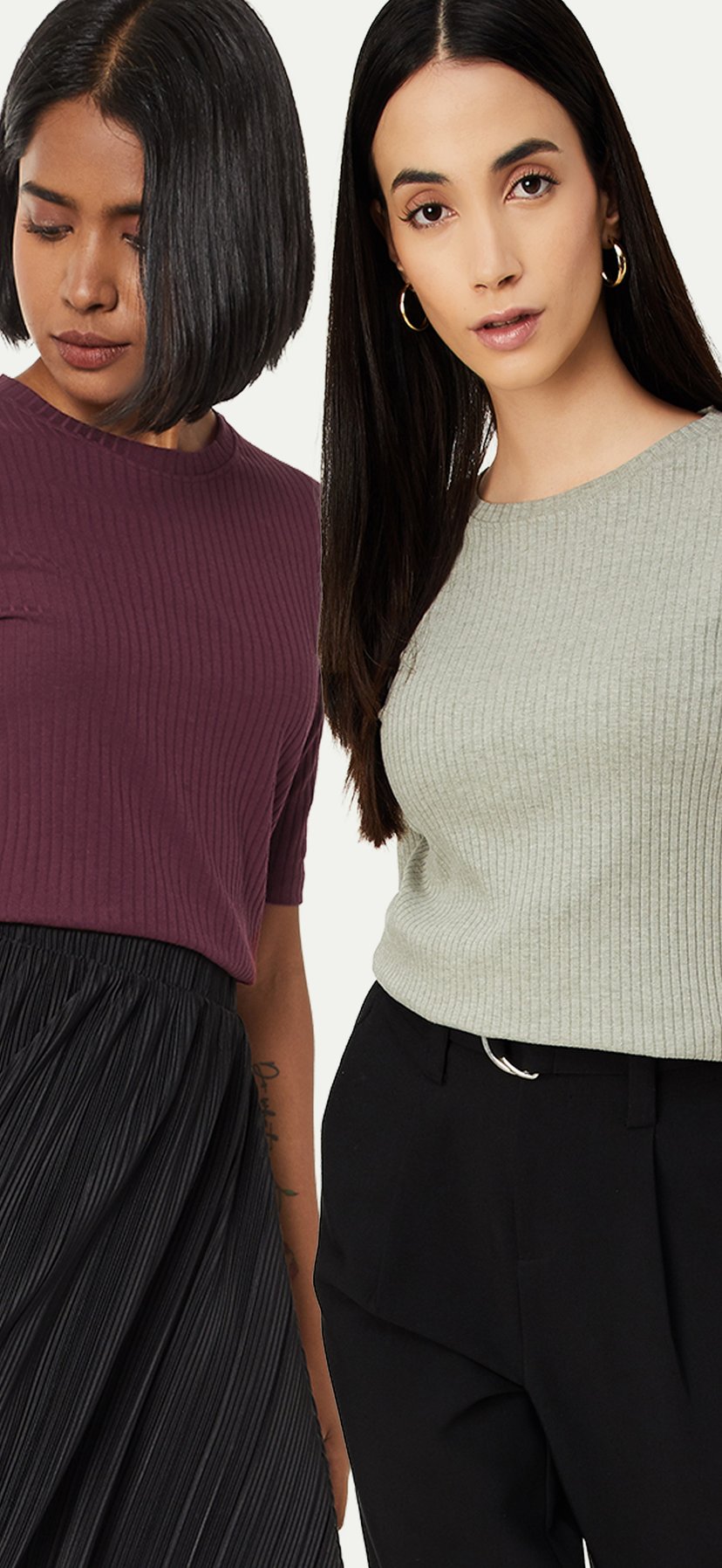 Buy Women Ribbed Tops - Pack of 2 Online at just Rs. 798.0