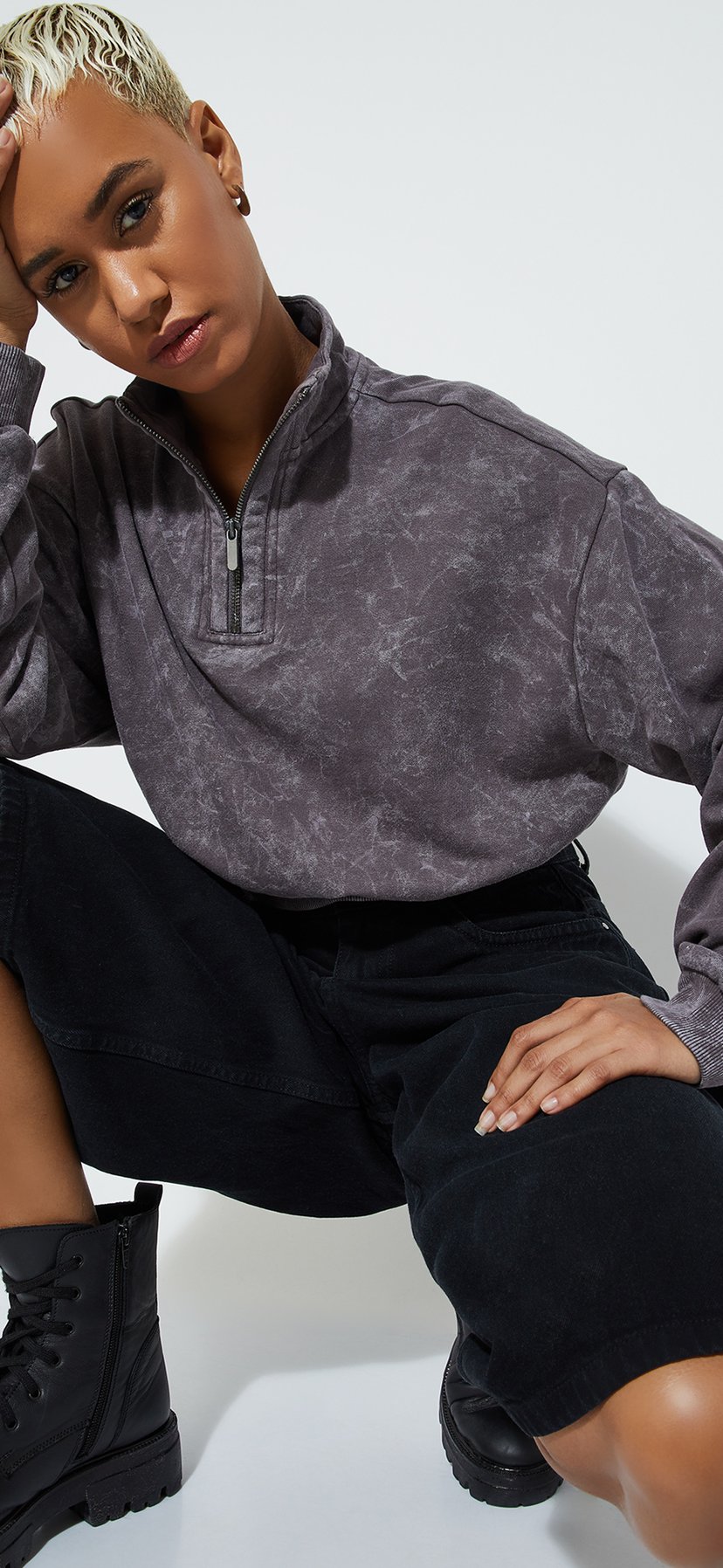 Buy URB_N Women Acid-Wash Sweatshirt Online at just Rs. 999.0