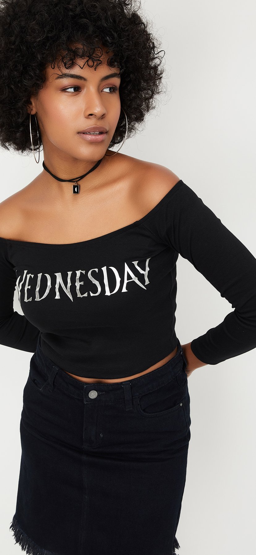 Buy Women Wednesday Printed Off-Shoulder Top Online at just