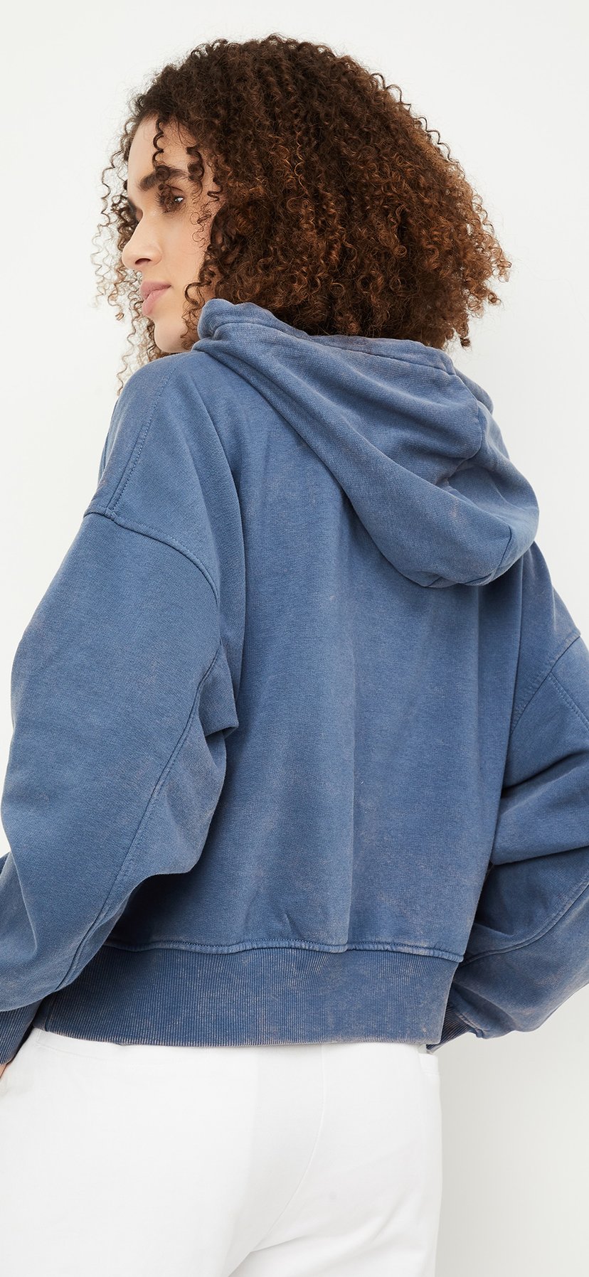 Buy Women Acid Washed Hooded Sweatshirt Online at just Rs