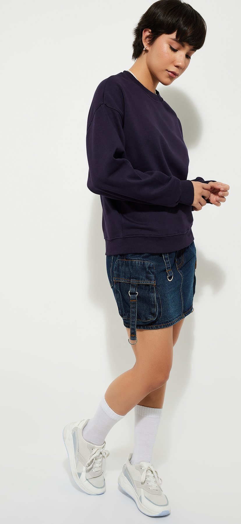 Buy URB_N Women Solid Oversized Sweatshirt Online at just Rs