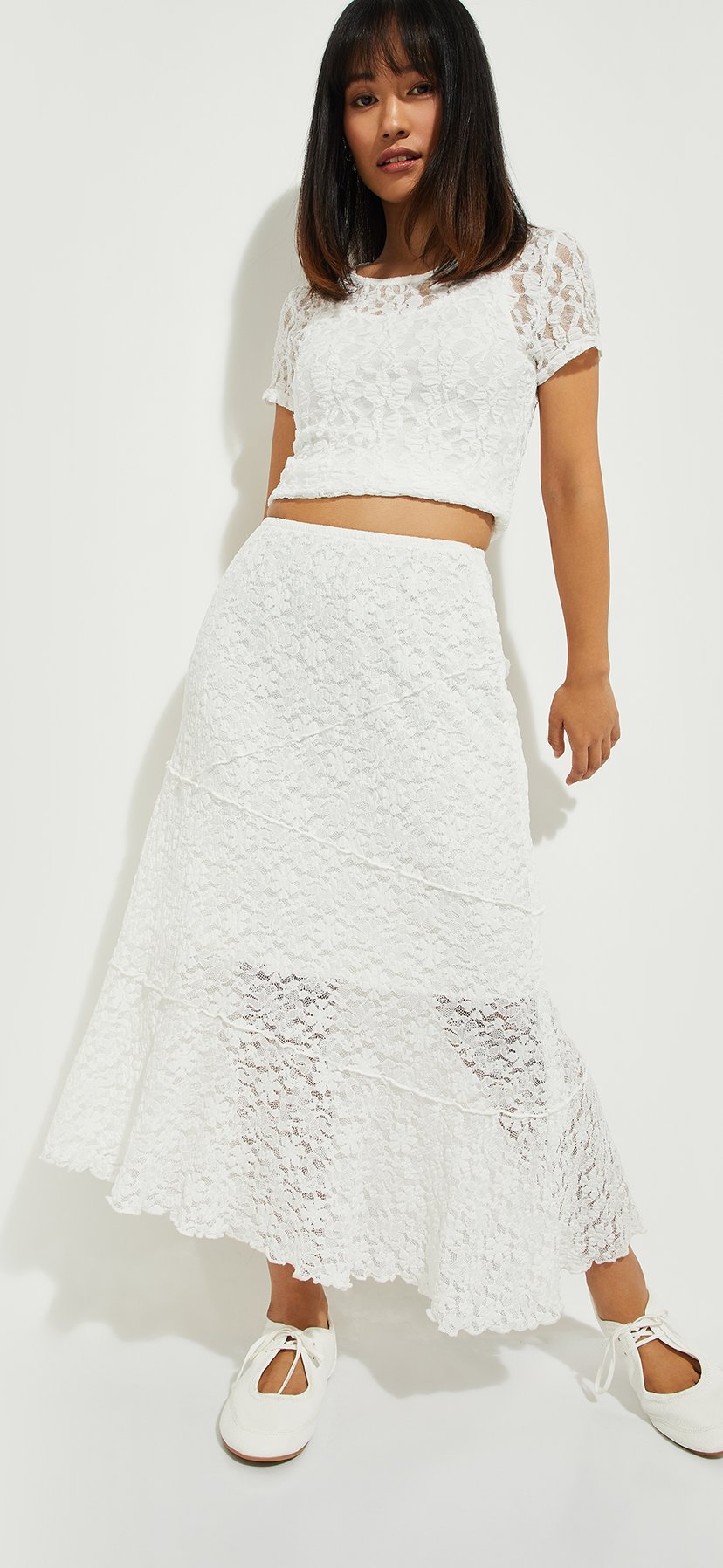 【Lure you in】SKIRT & LACE TOPS 1000014780908-Beige-IVORY-