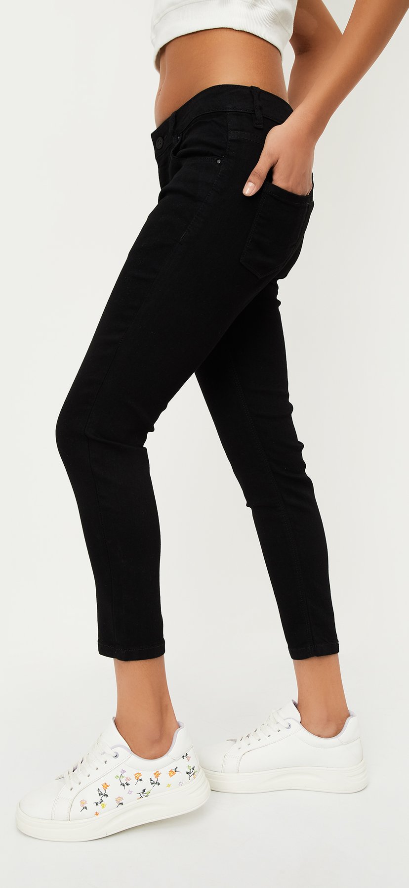 Ajio Black Skinny Ankle Jeans Ajio High Waisted Black Jeggings Buy
