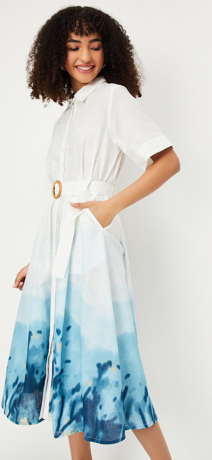 Buy Women Floral Print Belted Shirt Dress Online at just Rs. 999.0