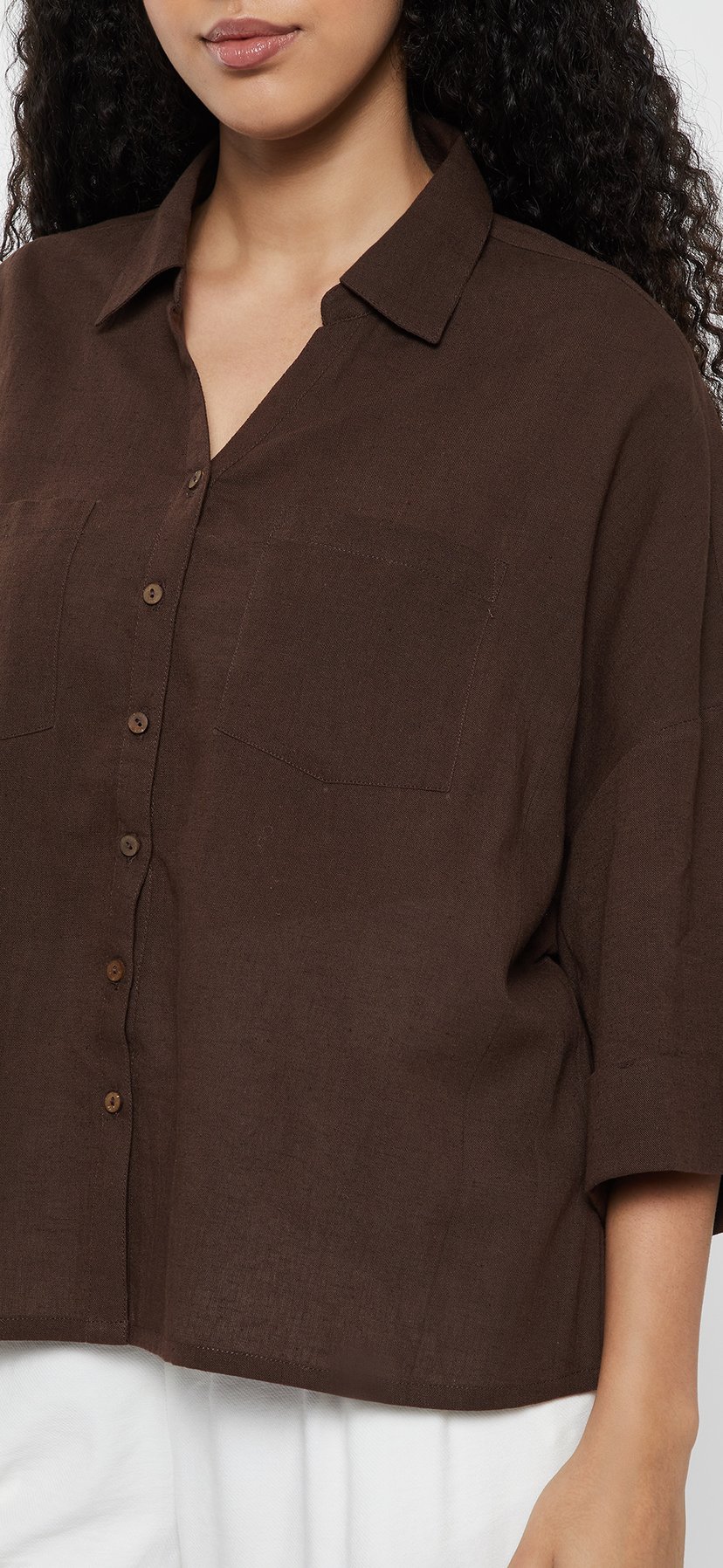 Buy Women Solid Shirt Top Online at just Rs. 599.0 - 1000016202624