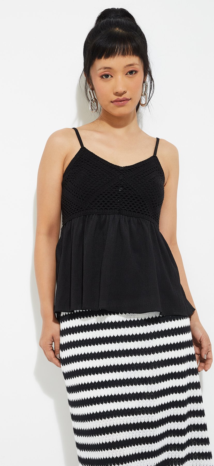 Buy ALAYA F x URB_N Women Crochet Knit Peplum Top Online at just