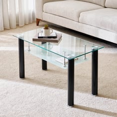 Helios Frank Tempered Glass Top Coffee Table - Black | Black