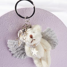 FAME FOREVER Teddy Bear Key Chain | White