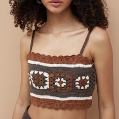 新品タグ付★leinwande Holiday Crochet Crop Top GINGER Crochet Crop Top | Brown