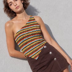 GINGER Chevron Knit Top | White