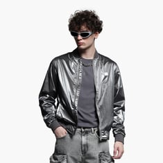 Buy JACK & JONES Metallic Finish Bomber Jacket from JACK & JONES