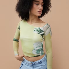 トップス GM Buy GINGER Floral Print Asymmetric Neck Top from Ginger at just