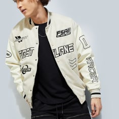 URB_N Men Printed Varsity Jacket | Varsity