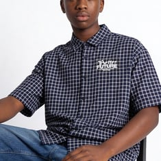 Boys Checked Oversized Shirt | Blue | Checked