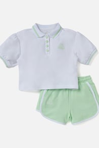 Kappa Logo Print Polo T-shirt and Shorts Set