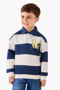 Juniors Mickey Mouse Print Polo Sweatshirt with Long Sleeves