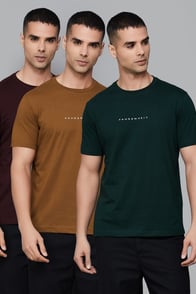 FAHRENHEIT Brand Print Slim Fit T-shirt - Pack of 3