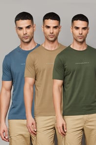 FAHRENHEIT Brand Print Slim Fit T-shirt - Pack of 3