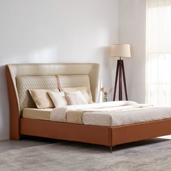 Tiffany Caramel Queen Bed with Hydraulic Storage - Brown