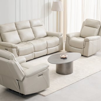 Oliver Half Leather 3+1+1 Seater Electric Recliner Set - Beige