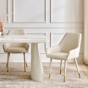 Senorita Set of 2 Faux Leather Dining Chairs - Cream