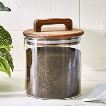 Chefs Pride Marcus Borosilicate Glass Jar with Acacia Wood Lid - 600ml