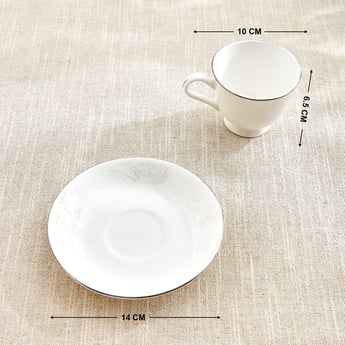Buy Ivory Zilver Set of 6 Bone China Printed Cup and Saucer