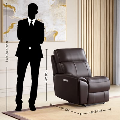 Buy Stockholm Half Leather 1-Seater Left Arm Electric Recliner