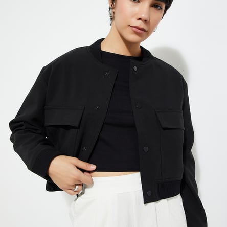 Buy URB_N Women Solid Bomber Jacket Online at just Rs. 1899.0