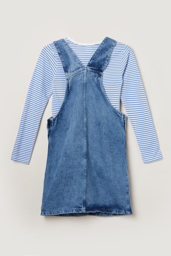 Buy Girls Denim Pinafore Dress with T-shirt Online at just Rs. 899.0 -  1000015757137 | Max Fashion