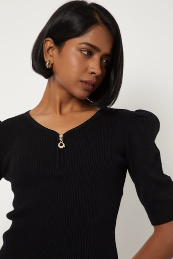 Buy Women Knit Puffed Sleeves Online at just Rs. 899.0