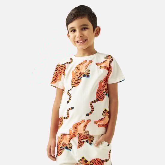 Juniors All-Over Tiger Print T-shirt and Shorts Set