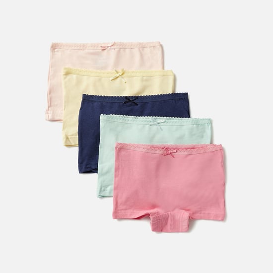 Juniors Solid Boyshorts with Elasticated Waistband - Set of 5