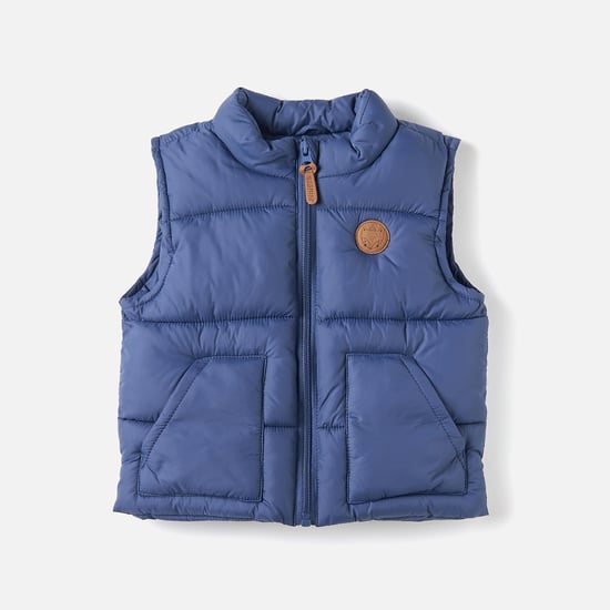 Juniors Solid Gilet with Zip Closure and Pockets