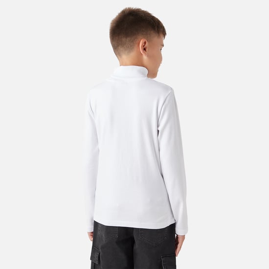 Juniors Solid Turtleneck T-shirt with Long Sleeves