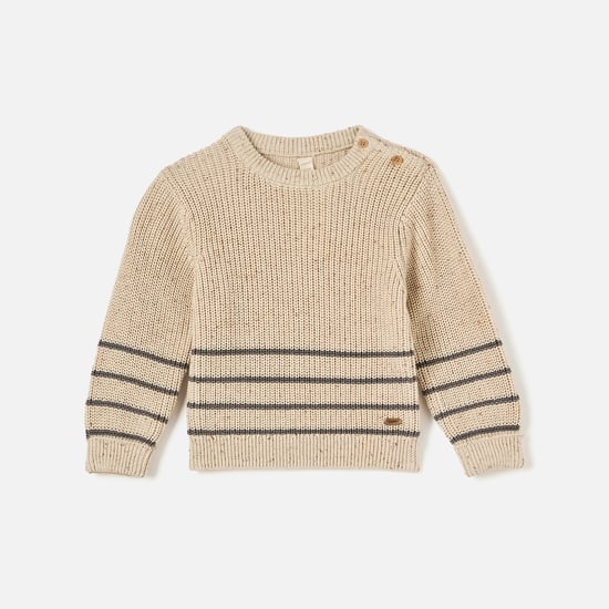 Giggles Striped Pullover with Crew Neck and Long Sleeves