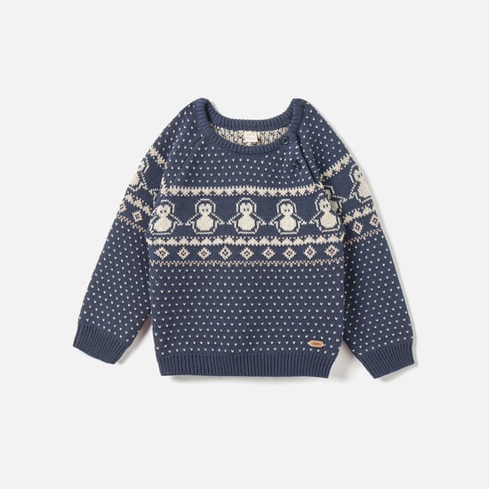 Giggles Knitted Pullover with Crew Neck and Long Sleeves