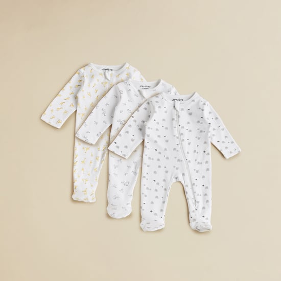 Juniors Animal Print Closed Feet Sleepsuit -  Set of 3