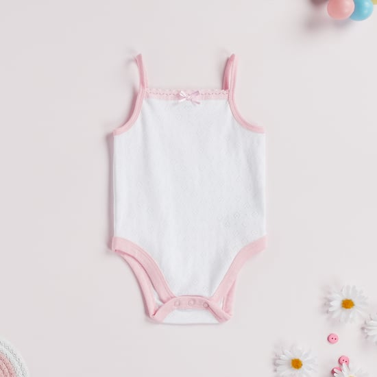 Juniors Eyelet Knit Strappy Bodysuit