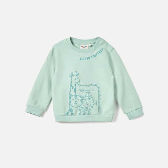Juniors Animal Print Pullover with Crew Neck and Long Sleeves