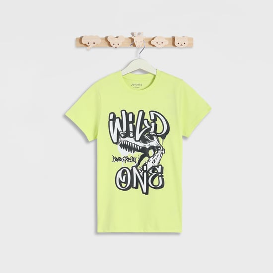 Juniors Dinosaur Graphic Print T-shirt with Short Sleeves