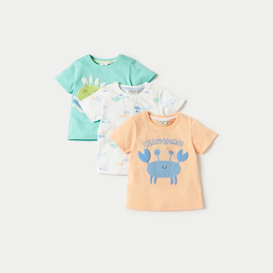 Juniors Printed T-shirt with Crew Neck and Short Sleeves - Set of 3