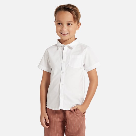 Juniors Solid Button Up Shirt with Chest Pocket