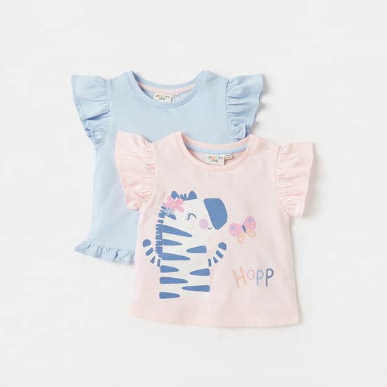 Juniors Ruffled T-shirt with Round Neck - Set of 2