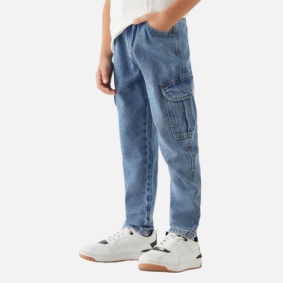 Juniors Boys' Solid Cargo Jeans with Pockets