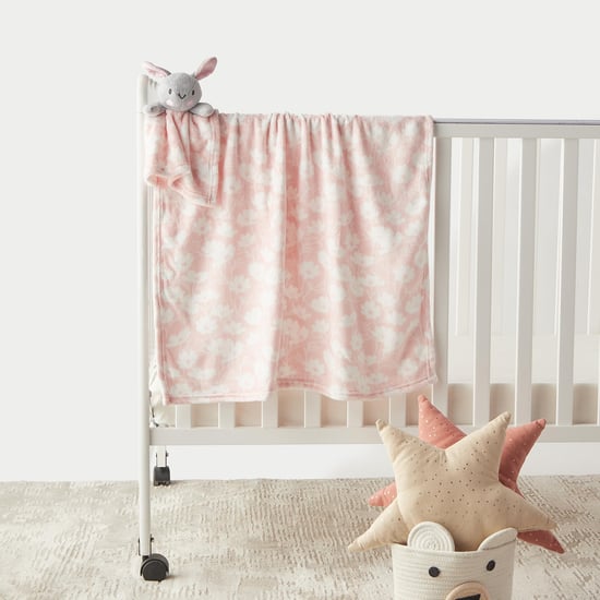 Juniors Floral Print Blanket with Soft Toy - 75x90 cm