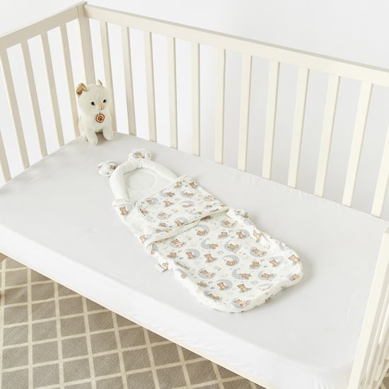 Juniors All-Over Teddy Bear Print Sleeping Bag with Wrap and Pillow